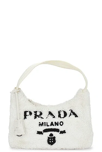 Pre-owned Prada Sherpa Shoulder Bag In White