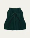 Prada Shetland Pleated Fit-and-flare Skirt In Green