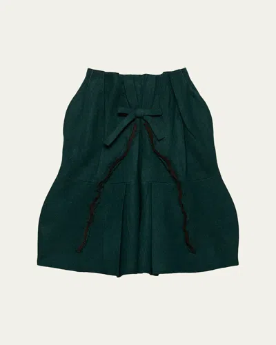 Prada Shetland Pleated Fit-and-flare Skirt In Green