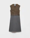Prada Shetland Mouline Cashmere V-neck Dress In Gray
