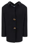Prada Shetland Wool Jacket Featuring Decorative Buttons In Blue