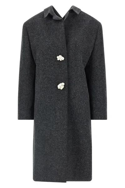 Prada Shetland Wool Coat In Gray