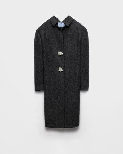 PRADA MANTEL AUS SHETLANDWOLLE MIT SCHMUCKKNÖPFEN