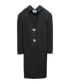Prada Shetland Wool Coat With Jewel Buttons In Gray