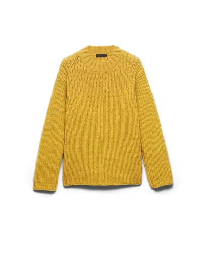 Prada Shetland Wool Crew-neck Sweater In Yellow