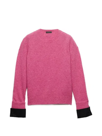 Prada Shetland Wool Crew-neck Sweater In Pink