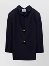 Prada Shetland Wool Jacket Featuring Decorative Buttons In Black