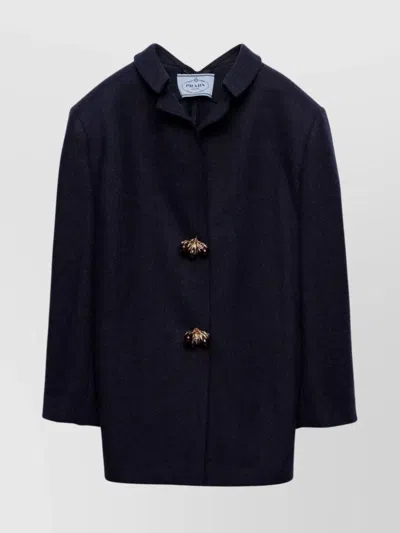 PRADA SHETLAND WOOL JACKET FEATURING DECORATIVE BUTTONS