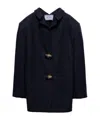 Prada Shetland Wool Jacket Featuring Decorative Buttons In Black