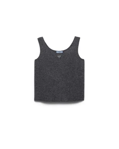 Prada Shetland Wool Top In Anthracite Gray