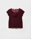 Prada Shetland Wool Top In Burgundy