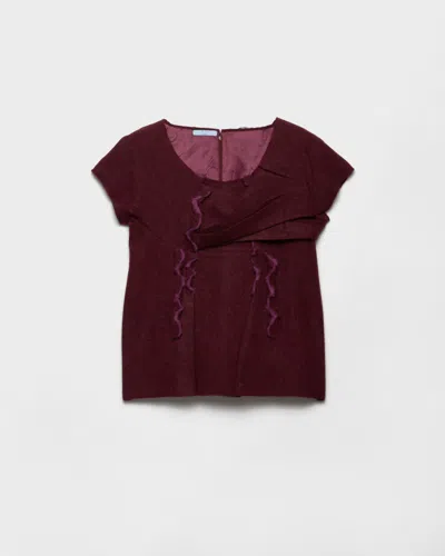 Prada Shetland Wool Top In Burgundy
