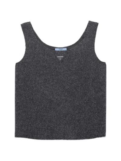 Prada Shetland Wool Top In Gray