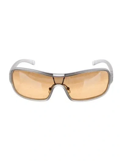 Pre-owned Prada Shield Gradient Sunglasses In Silver