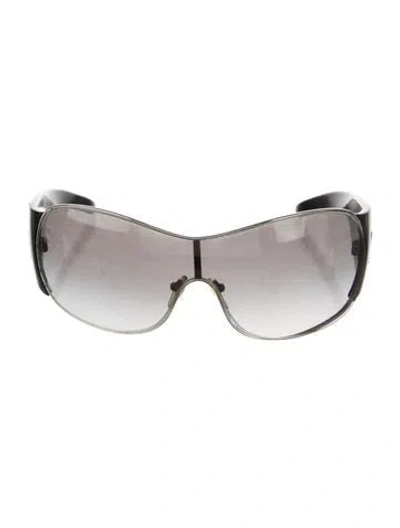 Pre-owned Prada Shield Gradient Sunglasses In Silver