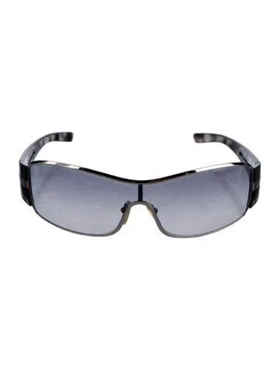 Pre-owned Prada Shield Gradient Sunglasses In Silver