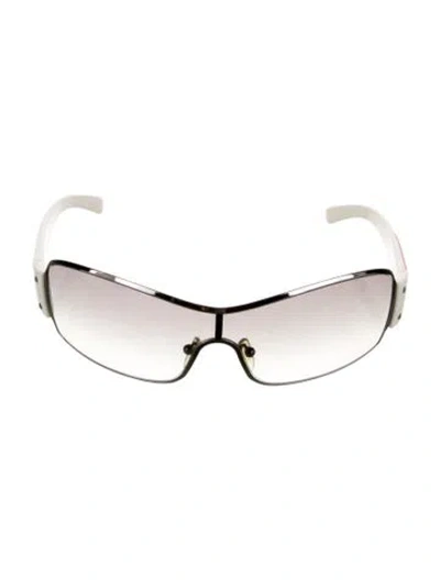 Pre-owned Prada Shield Gradient Sunglasses In White