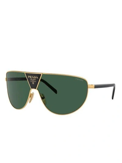 Prada Shield Metal Sunglasses With Green Lens