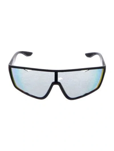 Pre-owned Prada Shield Mirrored Sunglasses In Black