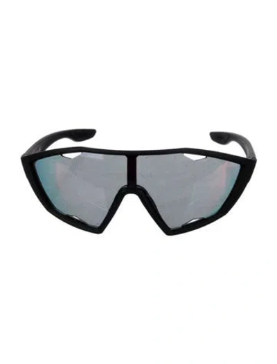 Pre-owned Prada Shield Mirrored Sunglasses In Black
