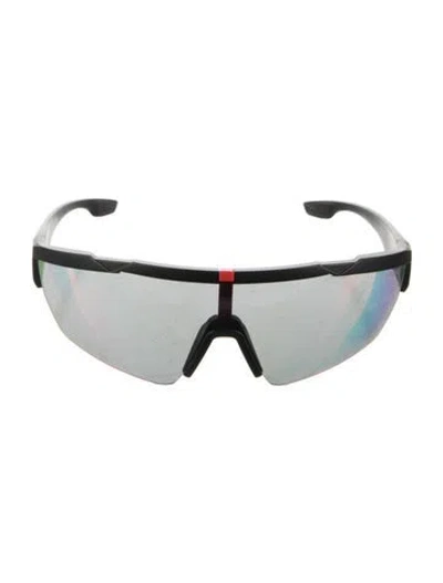 Pre-owned Prada Shield Mirrored Sunglasses In Black