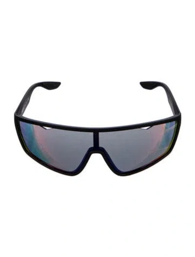 Pre-owned Prada Shield Mirrored Sunglasses In Black