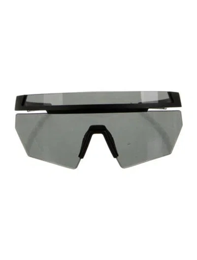 Pre-owned Prada Shield Mirrored Sunglasses In Black