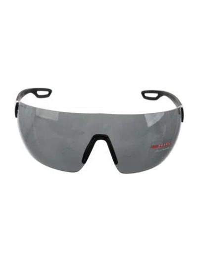 Pre-owned Prada Shield Mirrored Sunglasses In Black