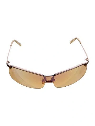 Pre-owned Prada Shield Mirrored Sunglasses In Gold