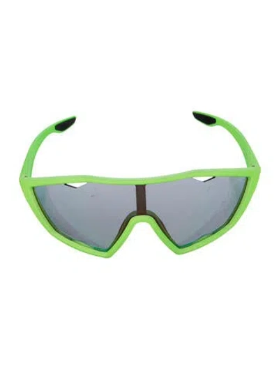 Pre-owned Prada Shield Mirrored Sunglasses In Green