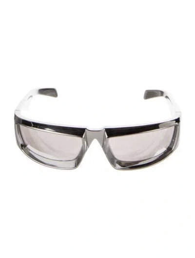 Pre-owned Prada Shield Mirrored Sunglasses In Silver