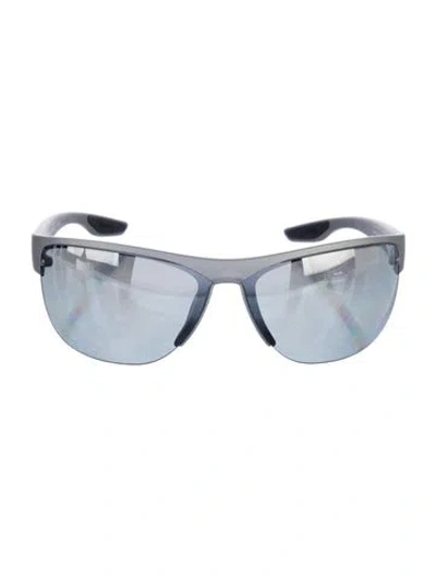 Pre-owned Prada Shield Mirrored Sunglasses In Silver