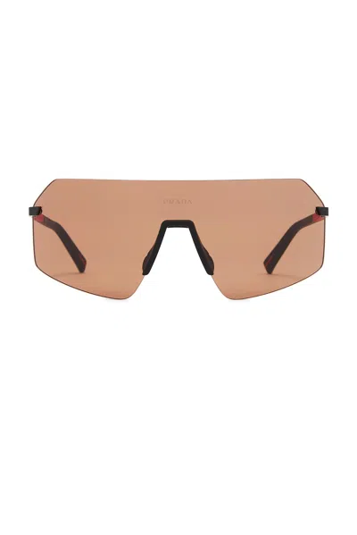 Prada Linea Rossa 136mm Shield Sunglasses In Orange
