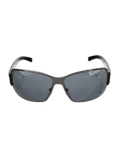 Pre-owned Prada Shield Tinted Sunglasses In Black