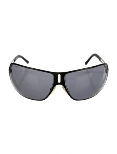 Pre-owned Prada Shield Tinted Sunglasses In Black