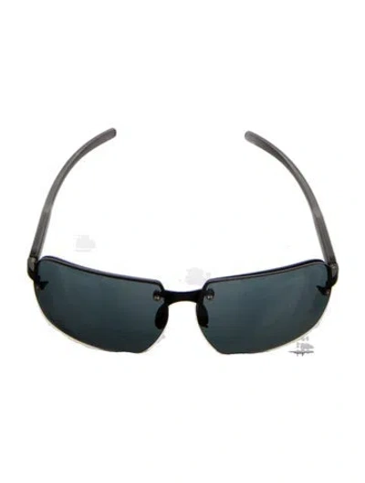 Pre-owned Prada Shield Tinted Sunglasses In Black