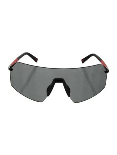 Pre-owned Prada Shield Tinted Sunglasses In Black