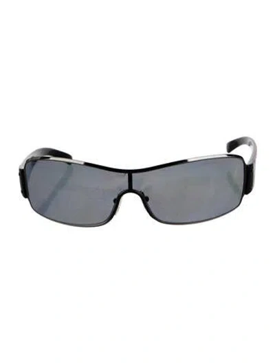 Pre-owned Prada Shield Tinted Sunglasses In Black