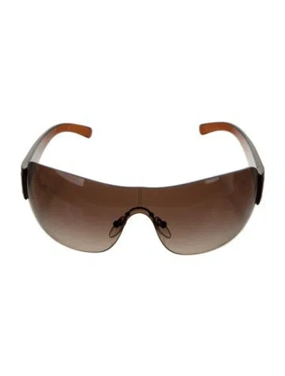 Pre-owned Prada Shield Tinted Sunglasses In Brown