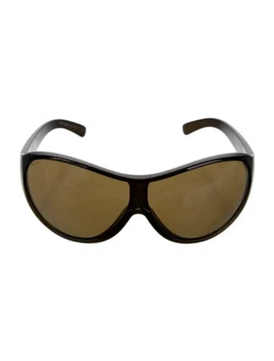 Pre-owned Prada Shield Tinted Sunglasses In Brown