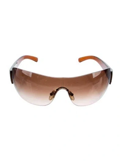 Pre-owned Prada Shield Tinted Sunglasses In Brown