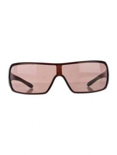 Pre-owned Prada Shield Tinted Sunglasses In Brown