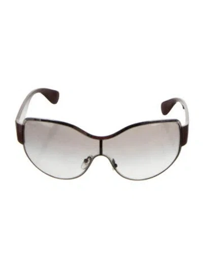 Pre-owned Prada Shield Tinted Sunglasses In Burgundy