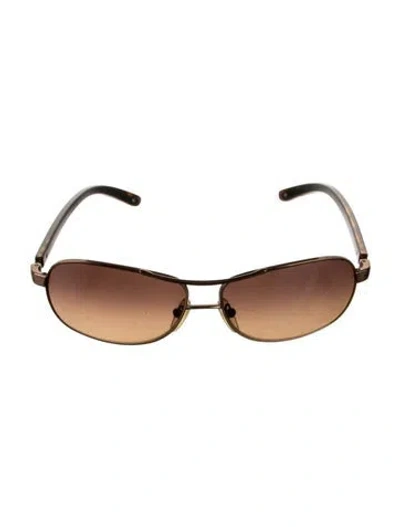 Pre-owned Prada Shield Tinted Sunglasses In Gold