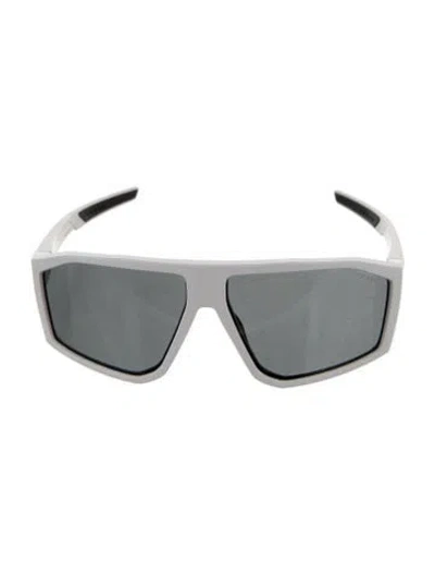Pre-owned Prada Shield Tinted Sunglasses In White