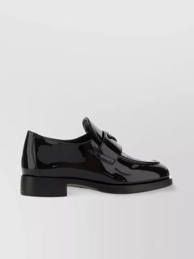 Prada Shiny Leather Loafers Penny Strap In Black