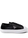 Prada Smash Naplak Leather Triangle Logo Low-top Sneakers In Black