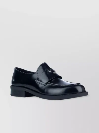 Prada Shiny Loafers Round Toe In Blue