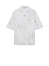 Prada Floral-embroidered Short-sleeved Sheer Shirt In Animal Print