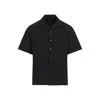 Prada Technical Cotton Short-sleeved Shirt In Black